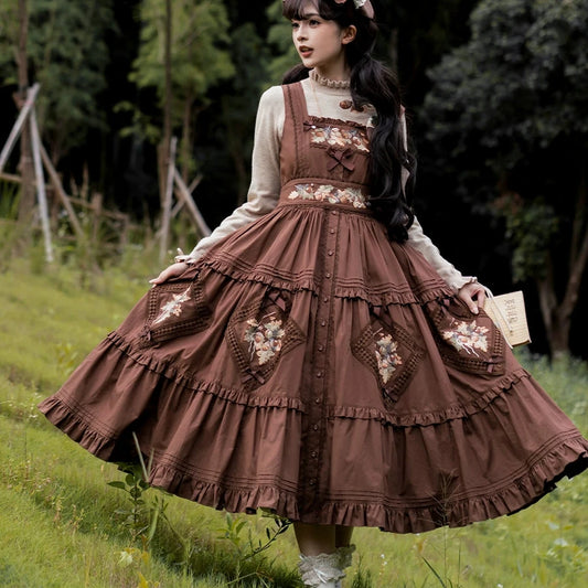 [Pre-orders available until 9/1] On the Hills Embroidered Jumper Skirt Long Length