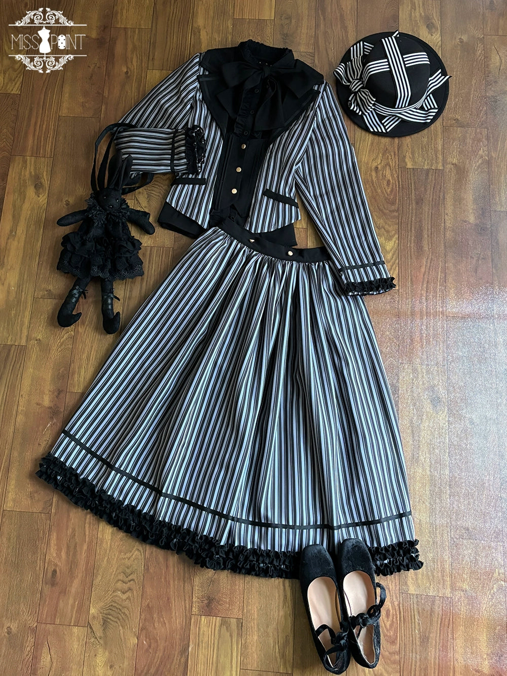 【予約販売】Classic Chocolat Stripe ストライプスカート・ロング丈