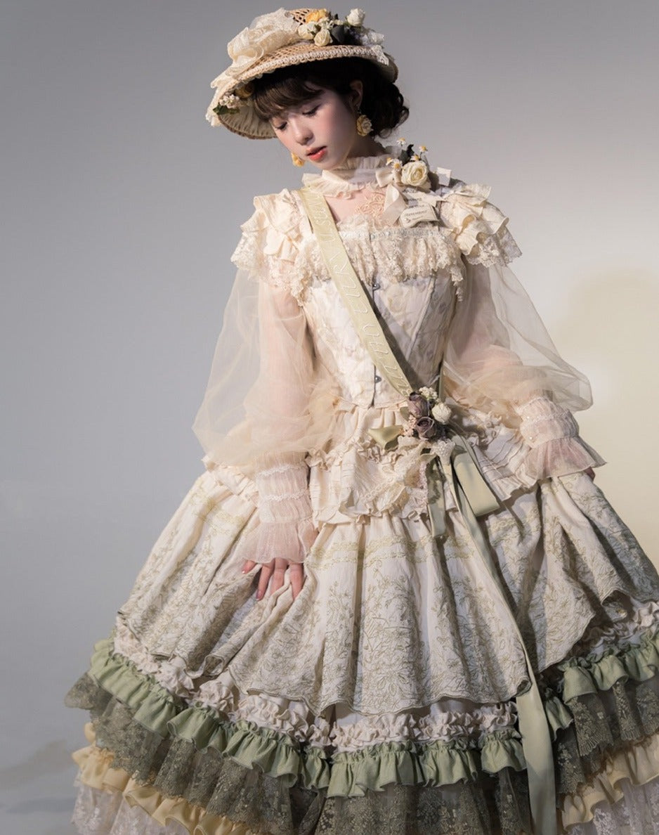 [Only available with simultaneous purchase] Fourteen-line poem sheer stand-up collar blouse