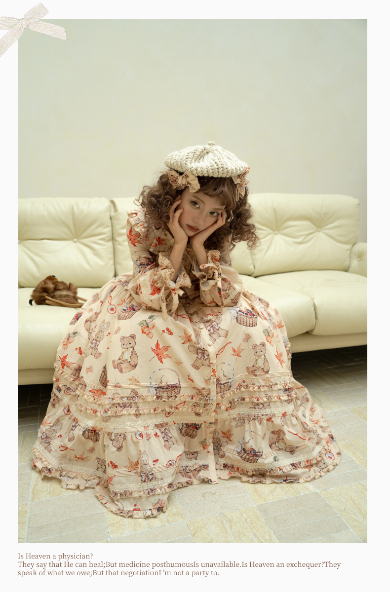 [Pre-orders available until November 4th] Autumn Rabbit Bear One-piece dress and jumper skirt, luxury version