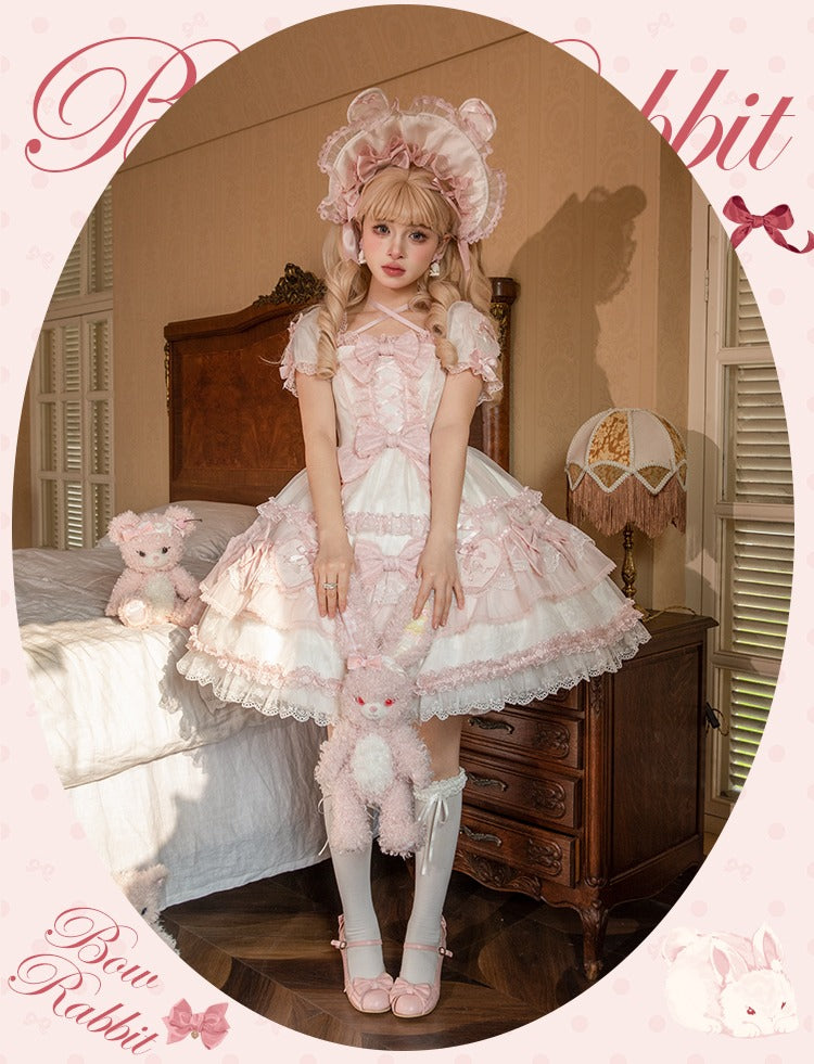 【受注予約6/11まで】Bow Rabbit リボンとハートのシアーワンピース・全2色