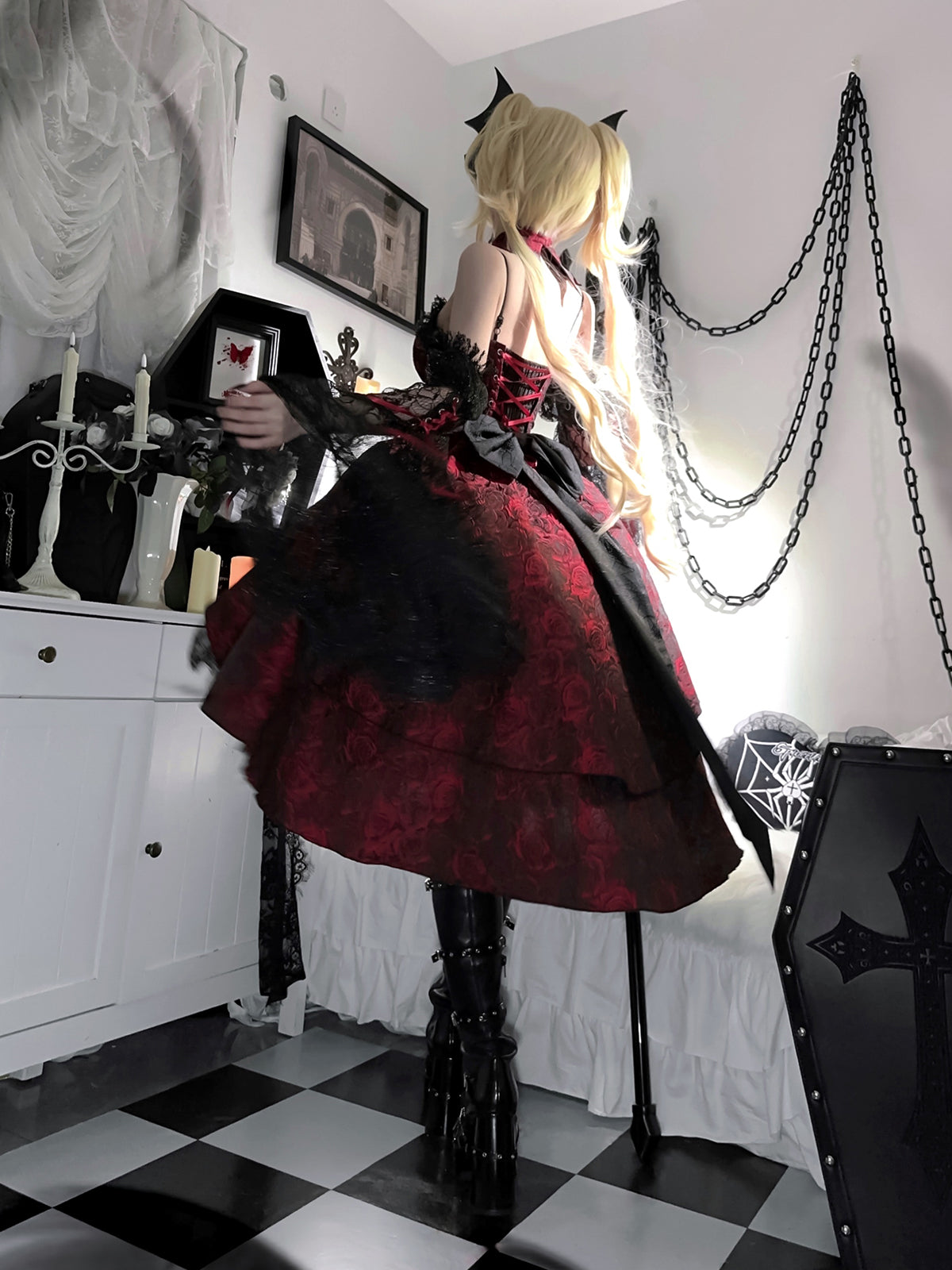 Dark Crimson Rose ゴスロリジャンパースカート