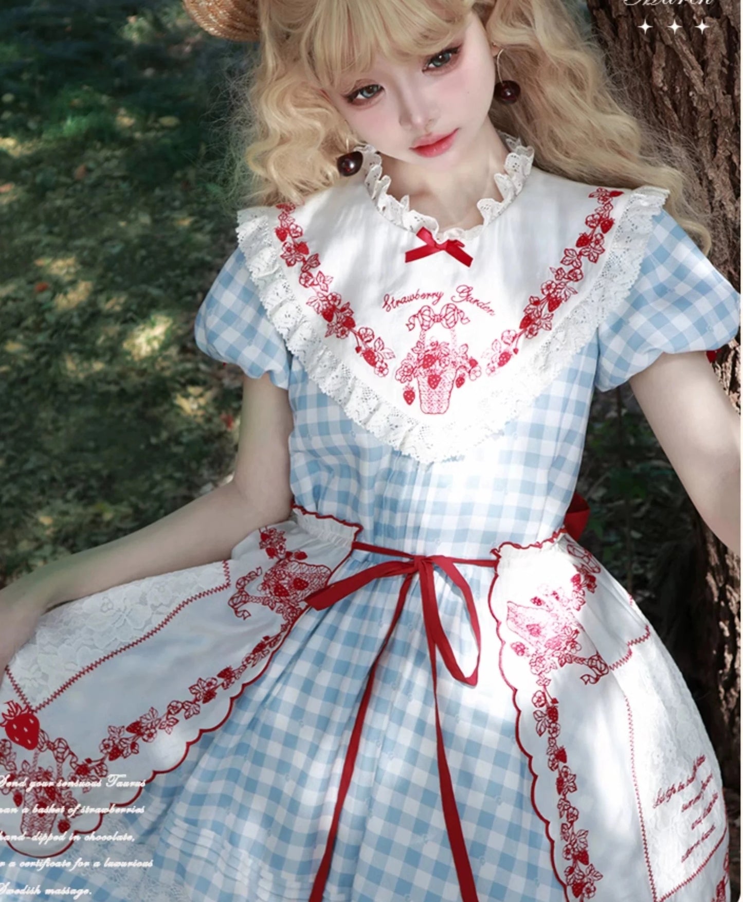 [Sales period ended] Strawberry Basket Stand Collar Dress