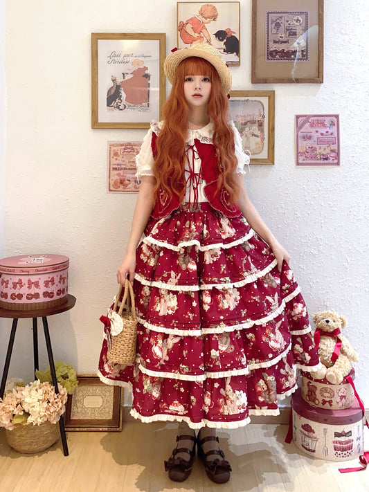 [Pre-orders available until 9/23] Bunny Bear Bunny print tiered skirt