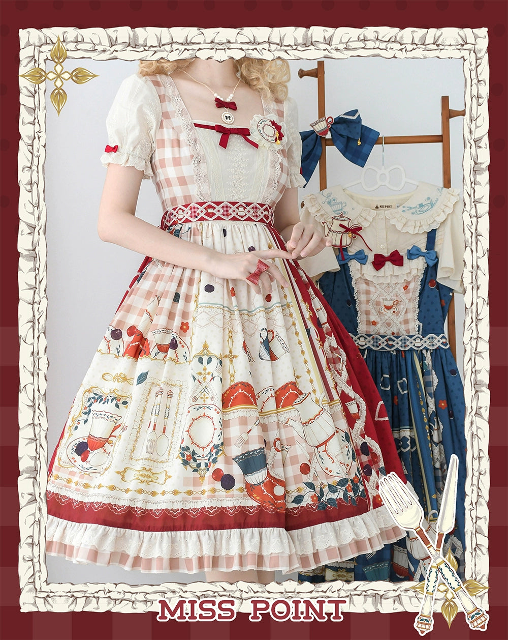 【予約販売】Picnic Tea Party スクエアネックワンピース