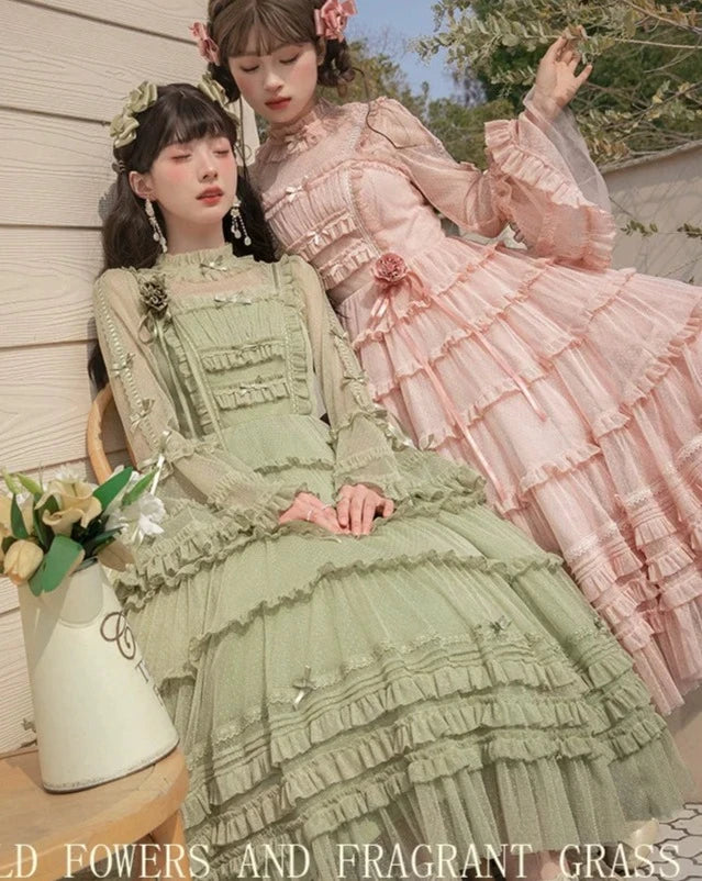 [Resale/Pre-orders available until 2/12] Fragrant Grass Polka Dot Tulle Jumper Skirt
