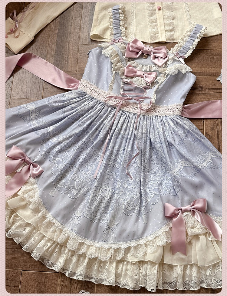 【再販・受注予約12/23まで】Lace Figure プリントジャンパースカート