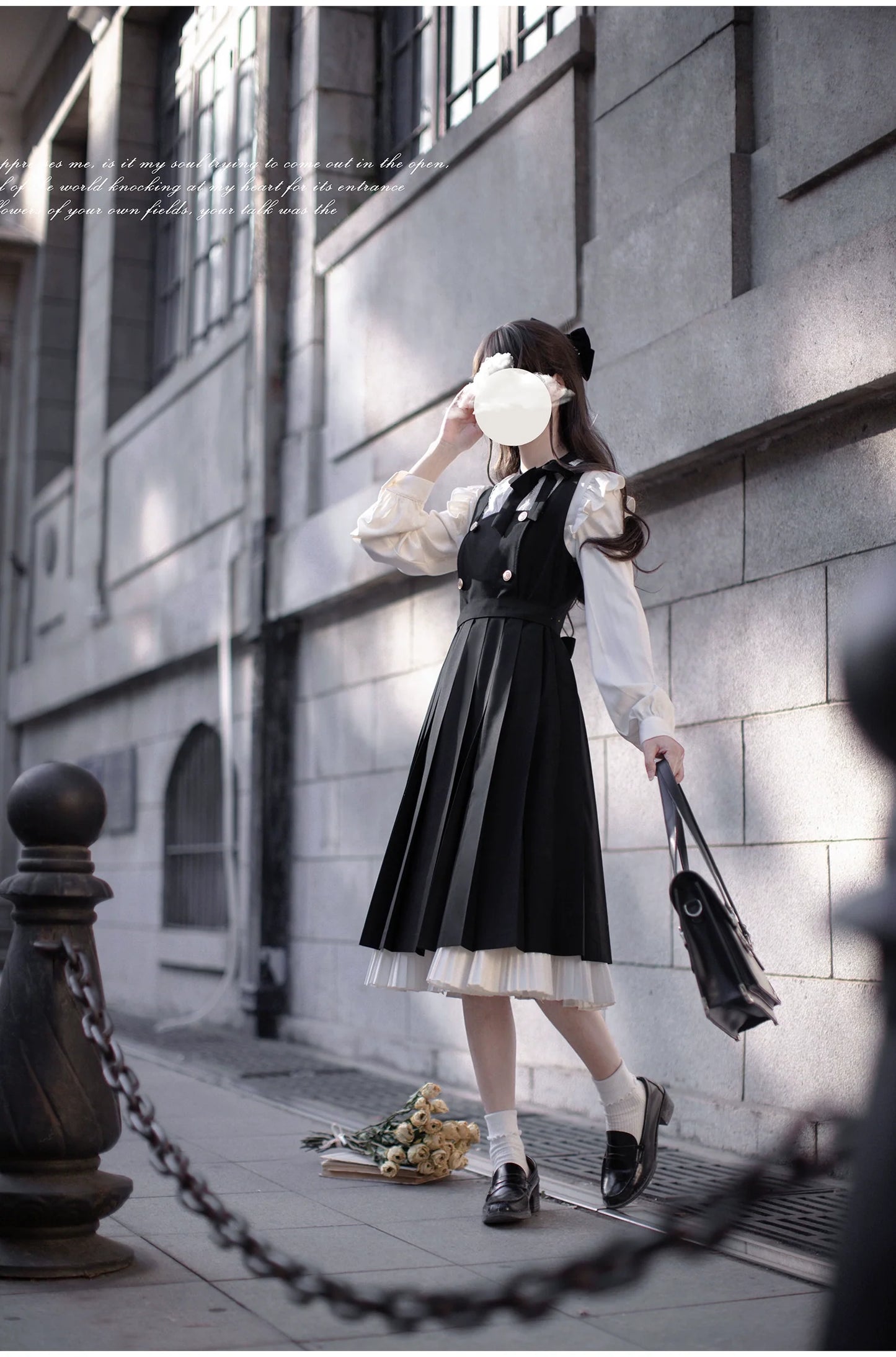 School-style classical pleated jumper skirt set