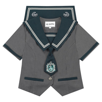 Hogwarts School of Witchcraft and Wizardry Sailor Collar Short Sleeve Top [Gray]