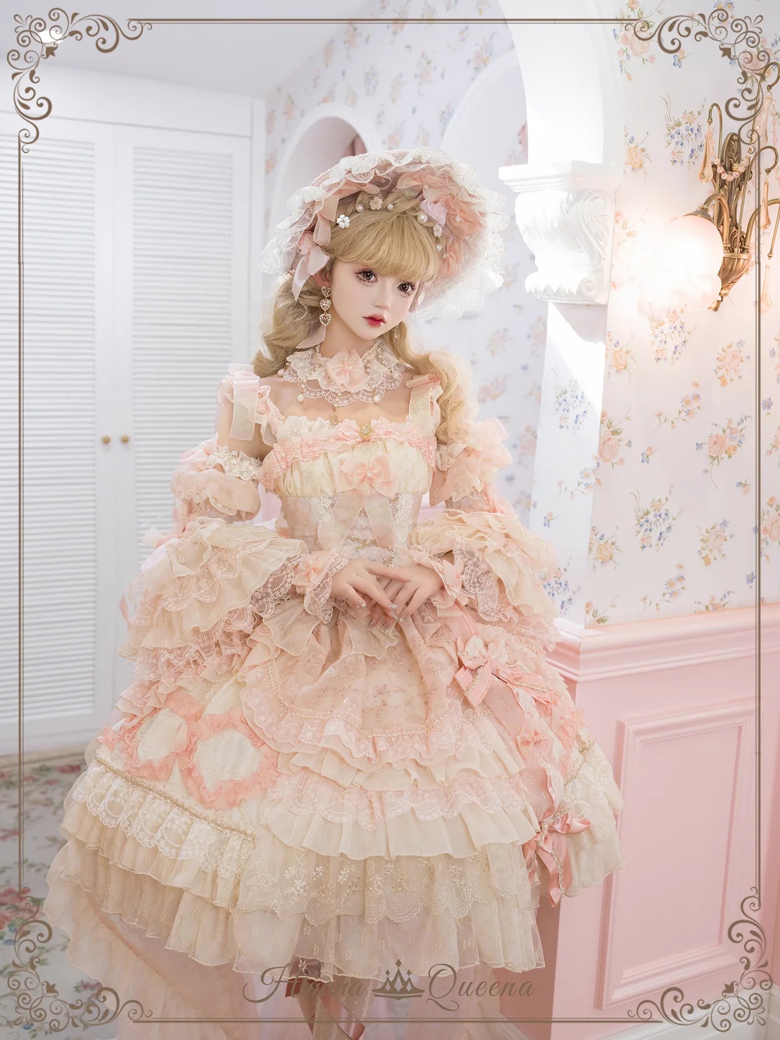 Find Brilliant Blossom レースの花嫁ドレス・ピンク＆パープル