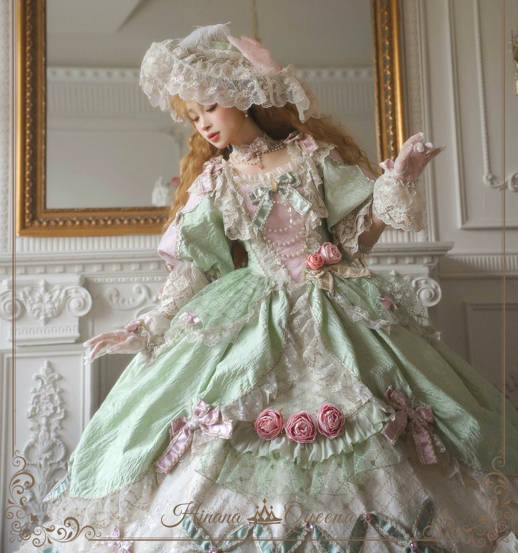 【受注予約6/26まで】Mirror Snow White プリンセスロングドレス・パステルグリーン
