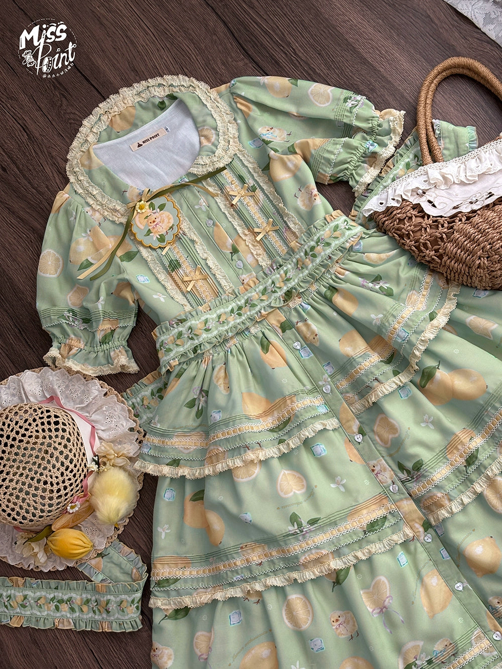 【予約販売】Lemon Sweetie プリント半袖ワンピース・ラグジュアリータイプ