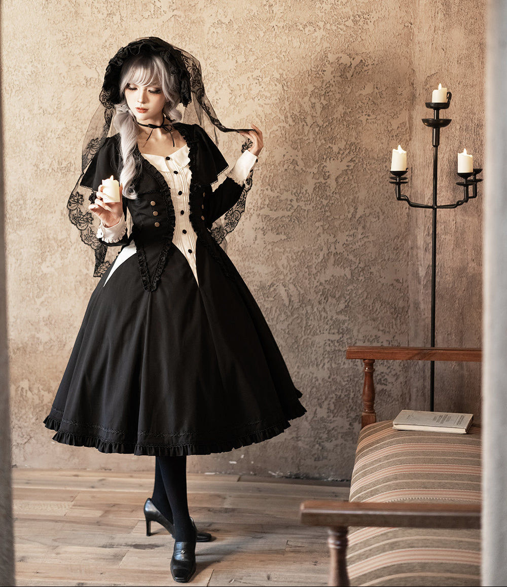 受注予約12/3まで】漆黒の秒針 長袖ワンピース・ショート丈 – ロリータ