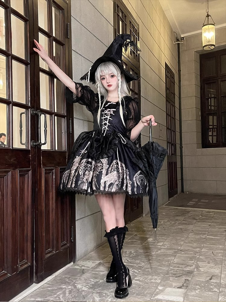 Eternal Night Front Lace-up Gothic Lolita Jumper Skirt