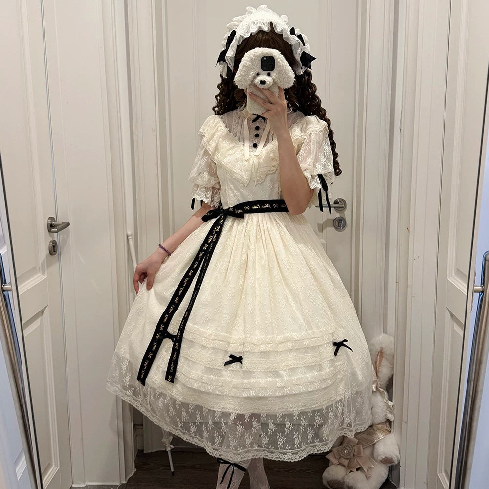【受注予約10/13まで】Dream Lace クラシカル半袖ワンピース