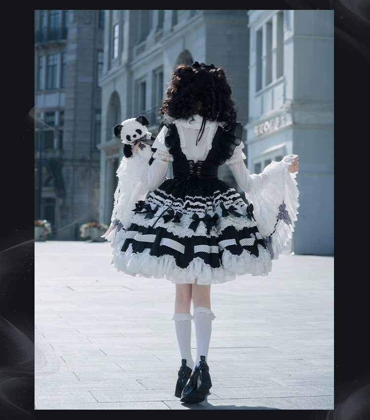 [Pre-orders available until 12/11] Concerto Out of Order Monotone Sweet Lolita Jumper Skirt Full Set