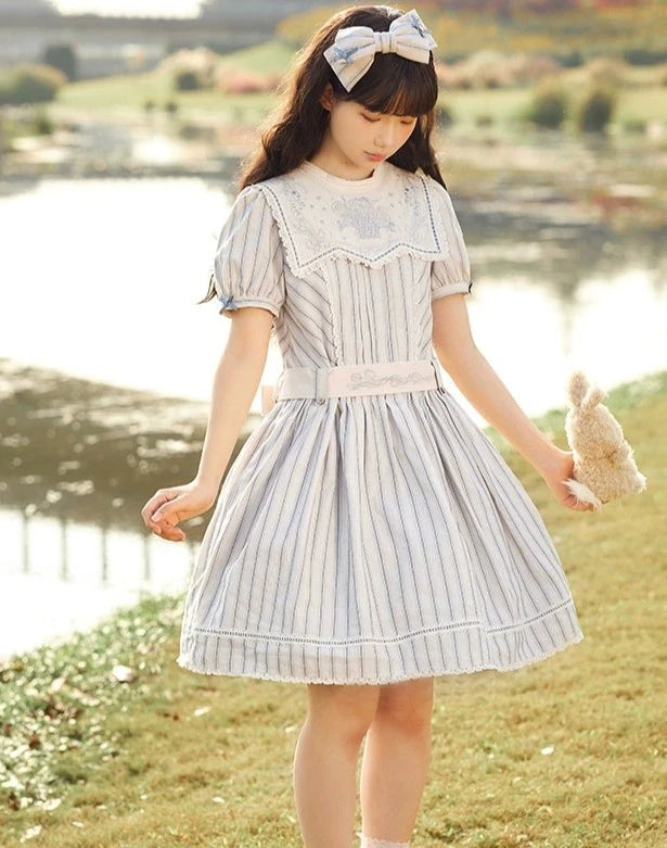 Go Picnicking Striped Short Sleeve Dress