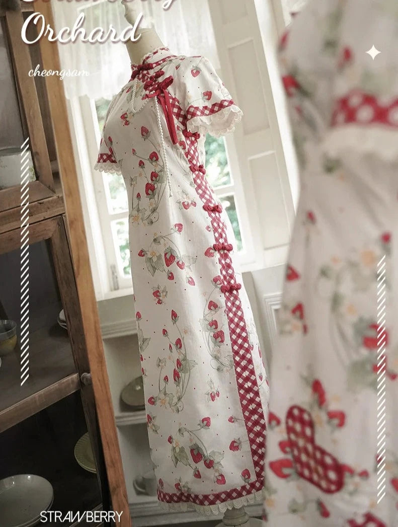 Strawberry Orchard 苺のチャイナドレス ロング丈