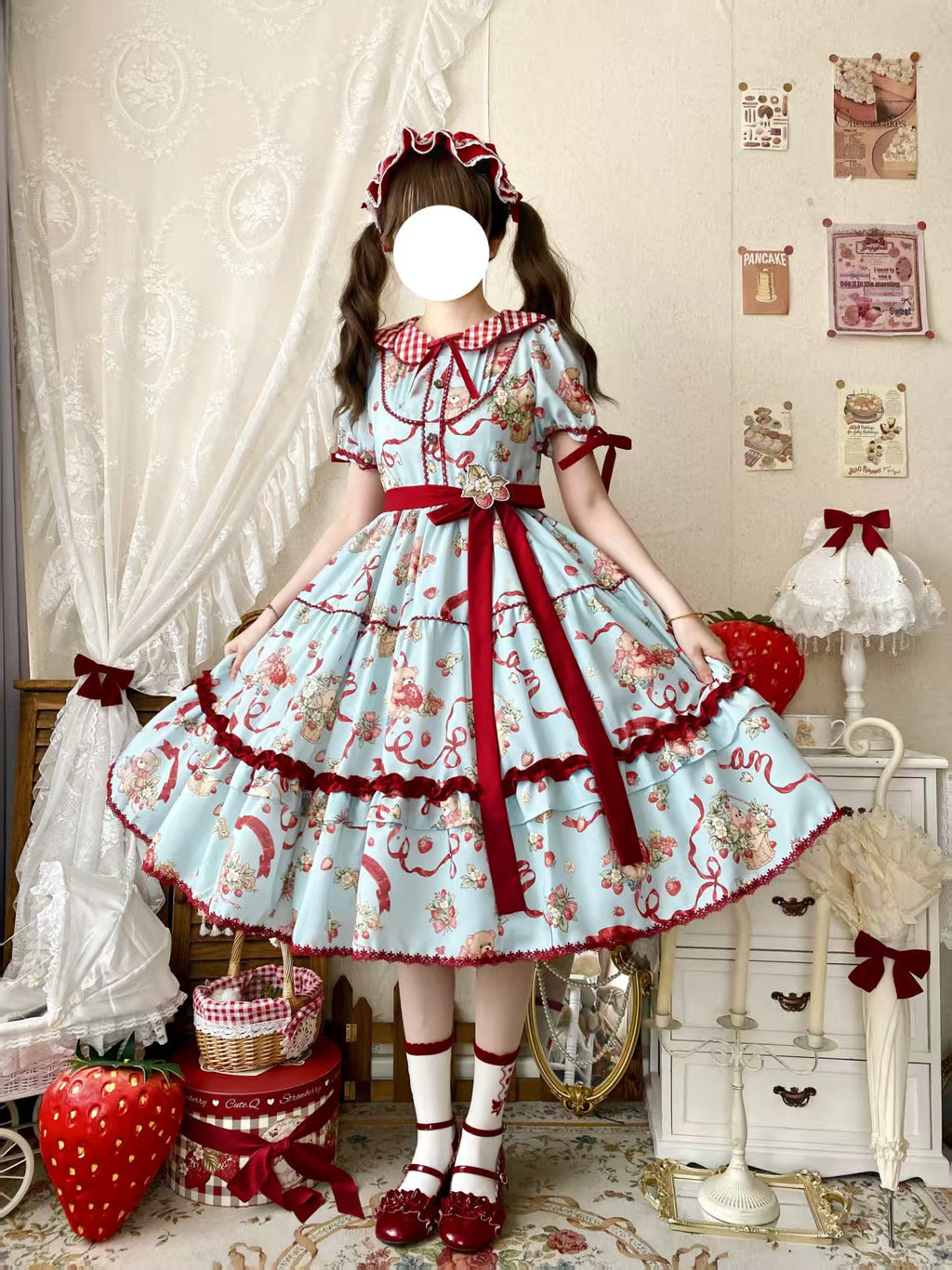 【同時購入のみ】Strawberry Bears イチゴブローチ