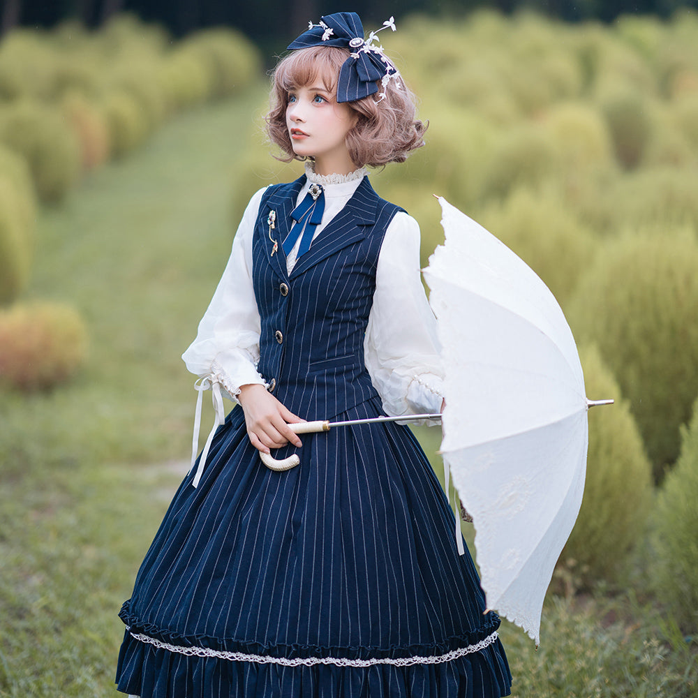 【予約販売】英国クラシカルロリィタ 縦縞ベスト
