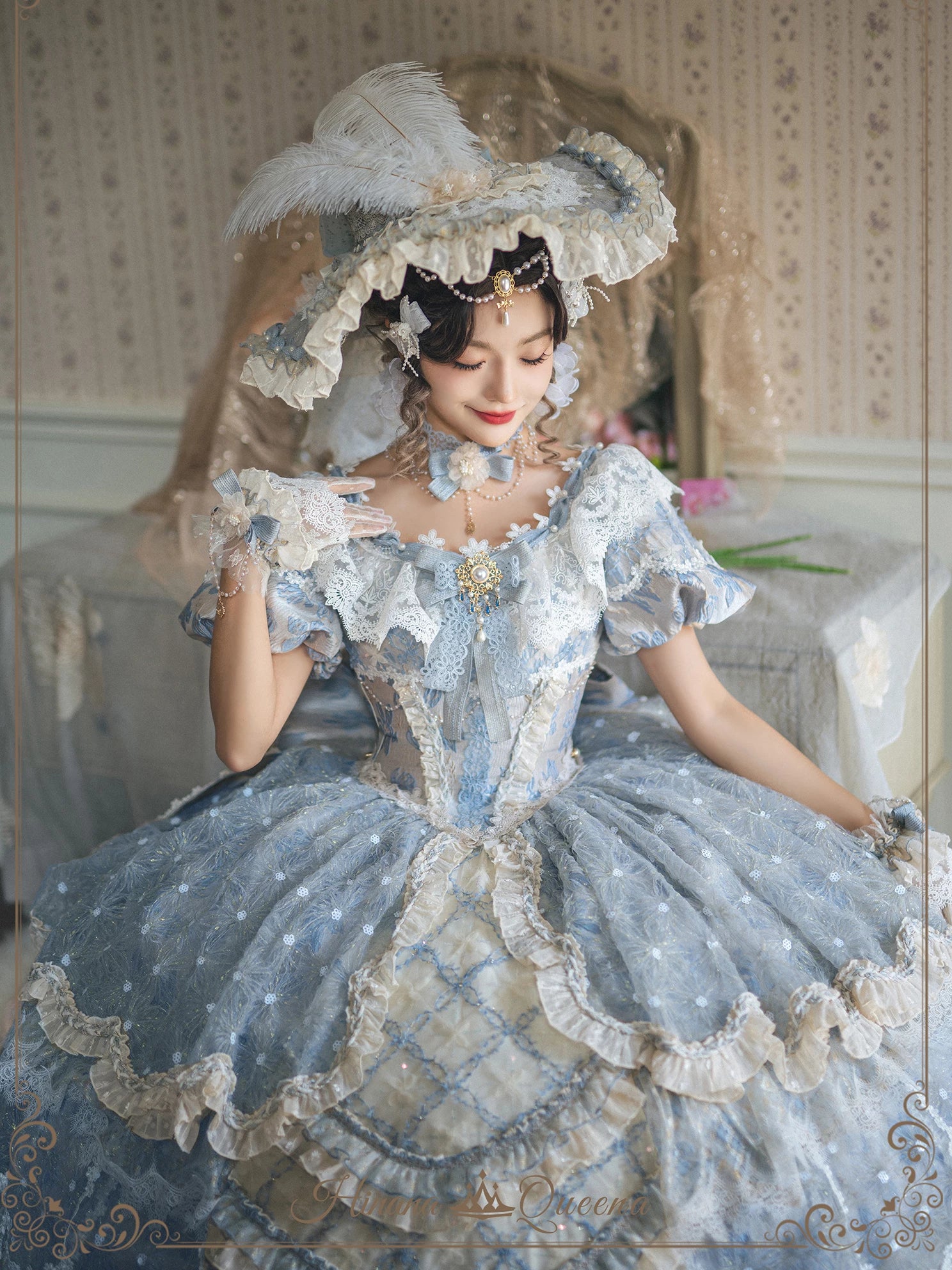 【受注予約9/16まで】Dream Magnifique プリンセスドレス・ロング丈・パステルブルー
