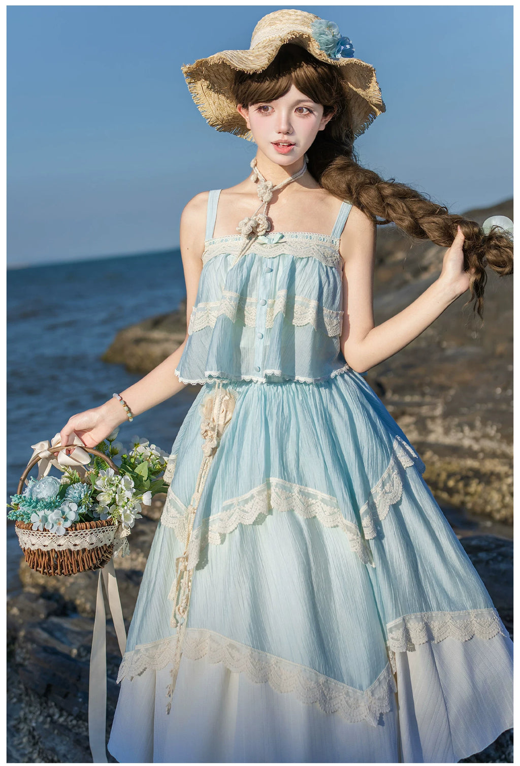 Bluebell Summer キャミソールトップスとロングスカートのセットアップ・帽子付き