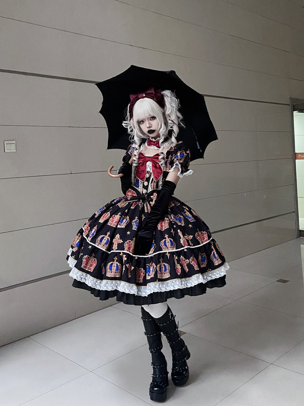 【再販・受注予約3/9まで】Star Crown ベルベットリボンのプリントワンピース
