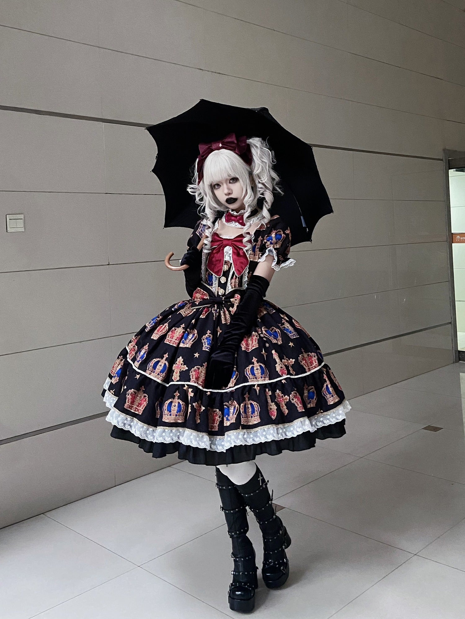 【再販・受注予約3/9まで】Star Crown ベルベットリボンのプリントワンピース