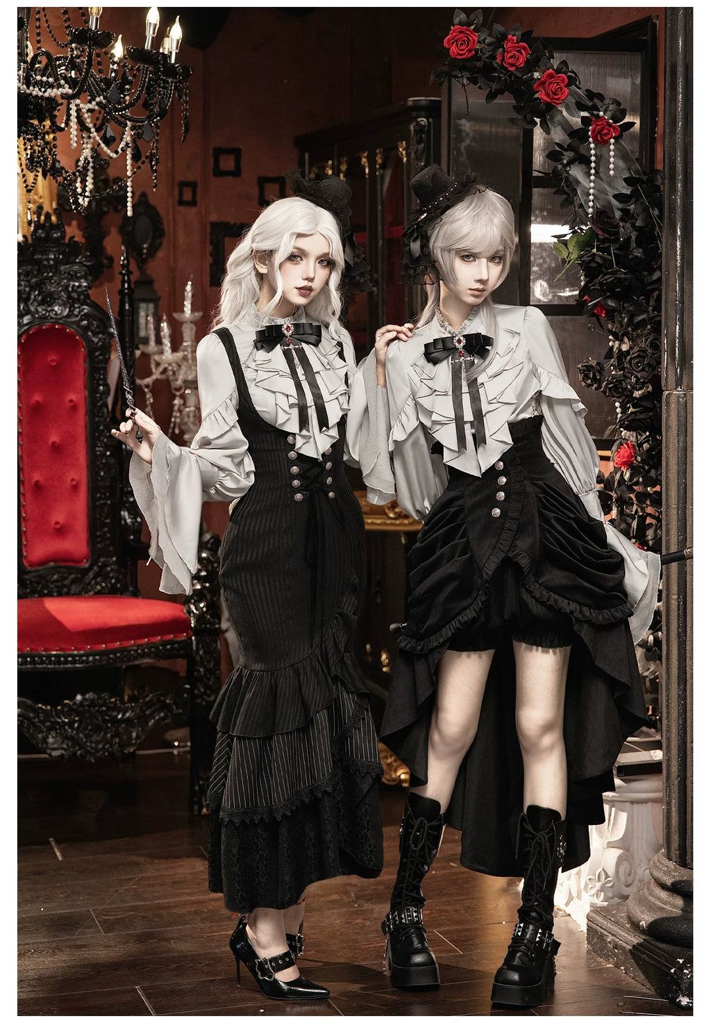【予約販売】夜鴉 ゴシックブラウス＆スカートセット