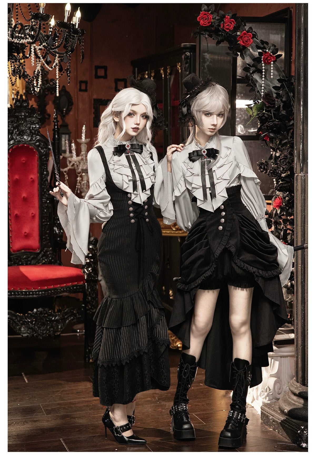 【予約販売】夜鴉 ゴシックブラウス＆スカートセット