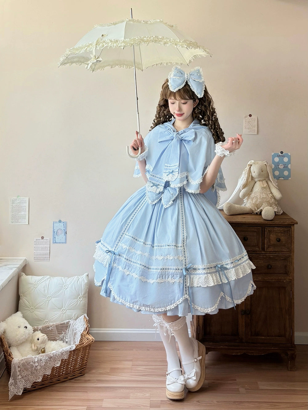 【予約販売】Antique Petal Rabbit うさ耳付きケープ