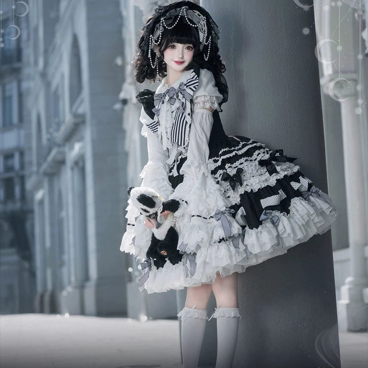 [Pre-orders available until 12/11] Concerto Out of Order Monotone Sweet Lolita Jumper Skirt Full Set