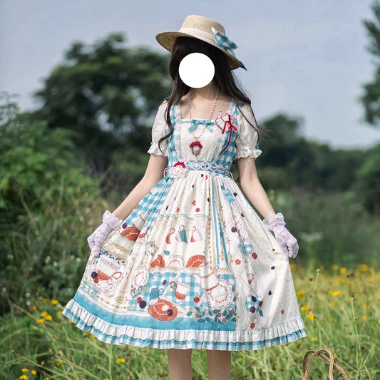 [Sales period ended] Picnic Tea Party Square Neck Dress