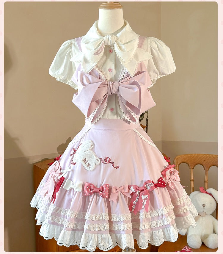 【受注予約6/11まで】Bow Rabbit リボンのサスペンダースカート