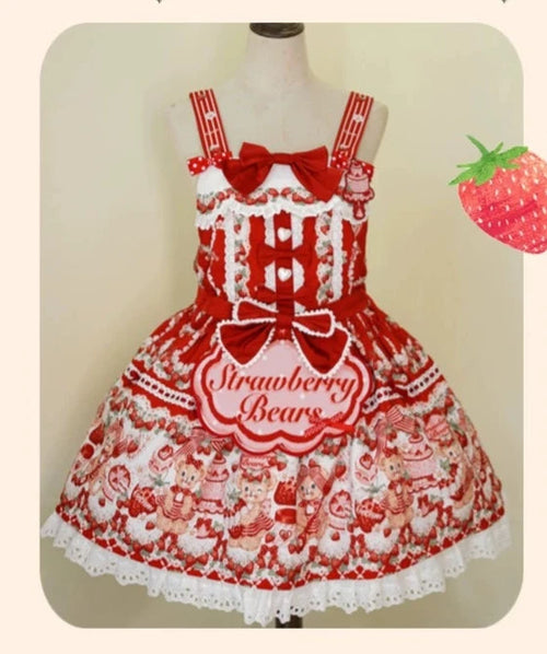 Bear Strawberry Garden サロペットスカート3点セット