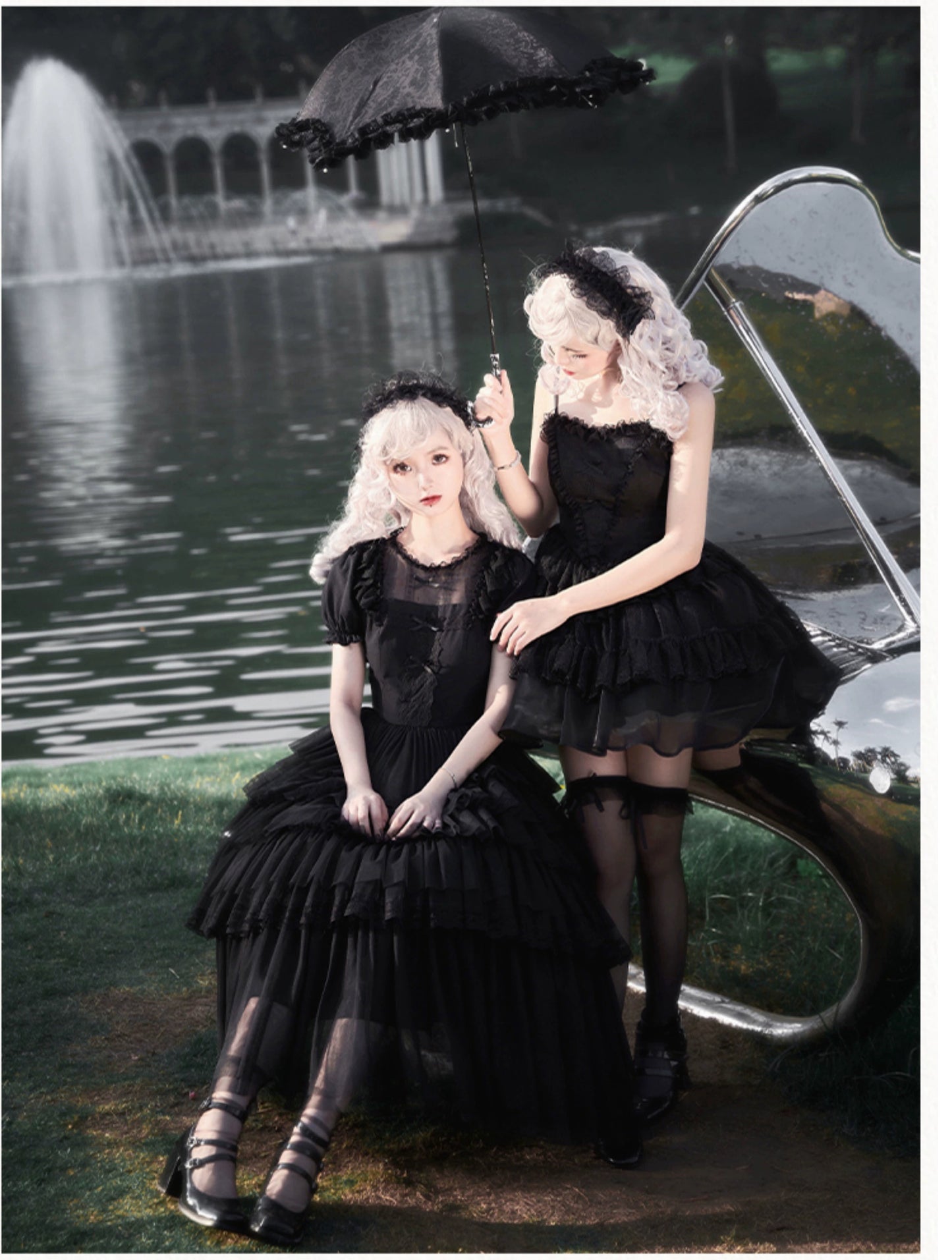 Dark Fairy 5-tiered ruffled tulle dress