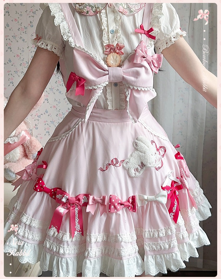 【受注予約6/11まで】Bow Rabbit リボンのサスペンダースカート