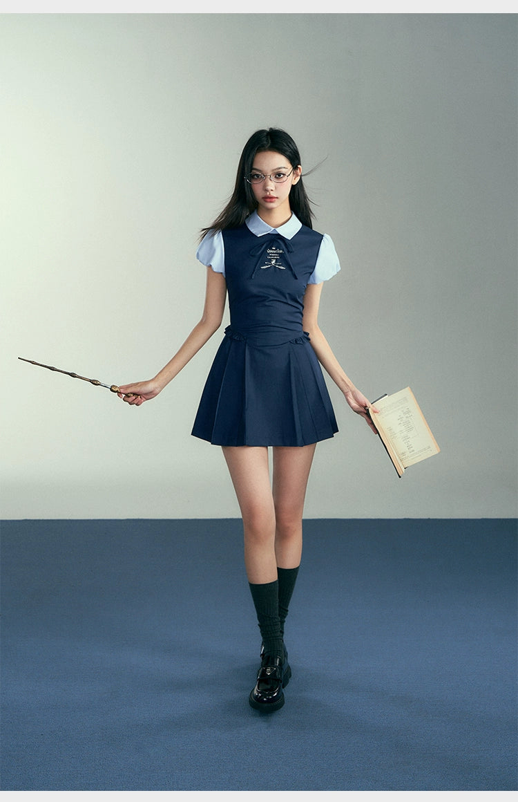 [Pre-order] Hogwarts School of Witchcraft and Wizardry Puff Sleeve Layered Dress