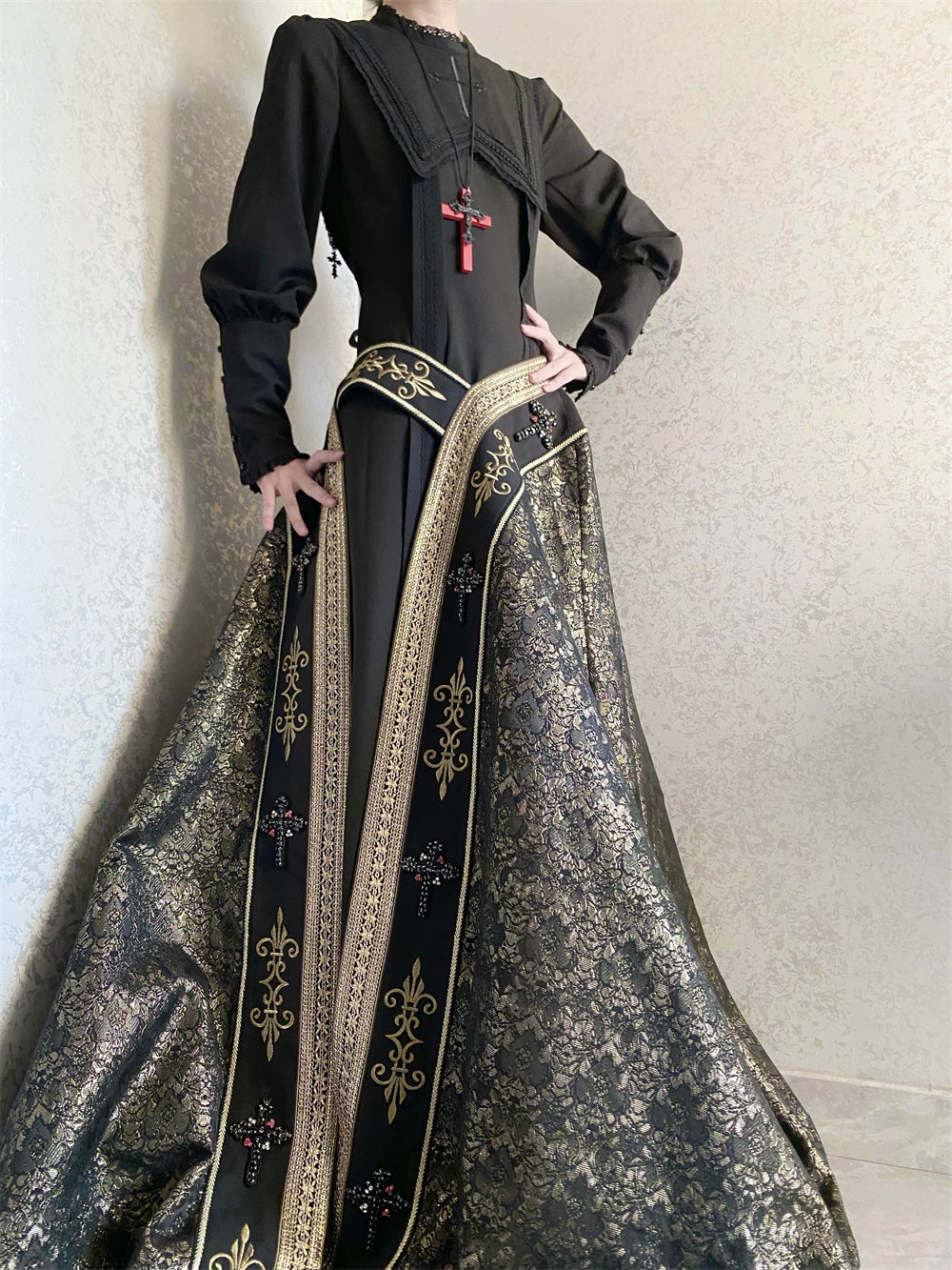 [Pre-orders available until 10/16] Pray on a Moonlight Night Dress, Black, Long Length