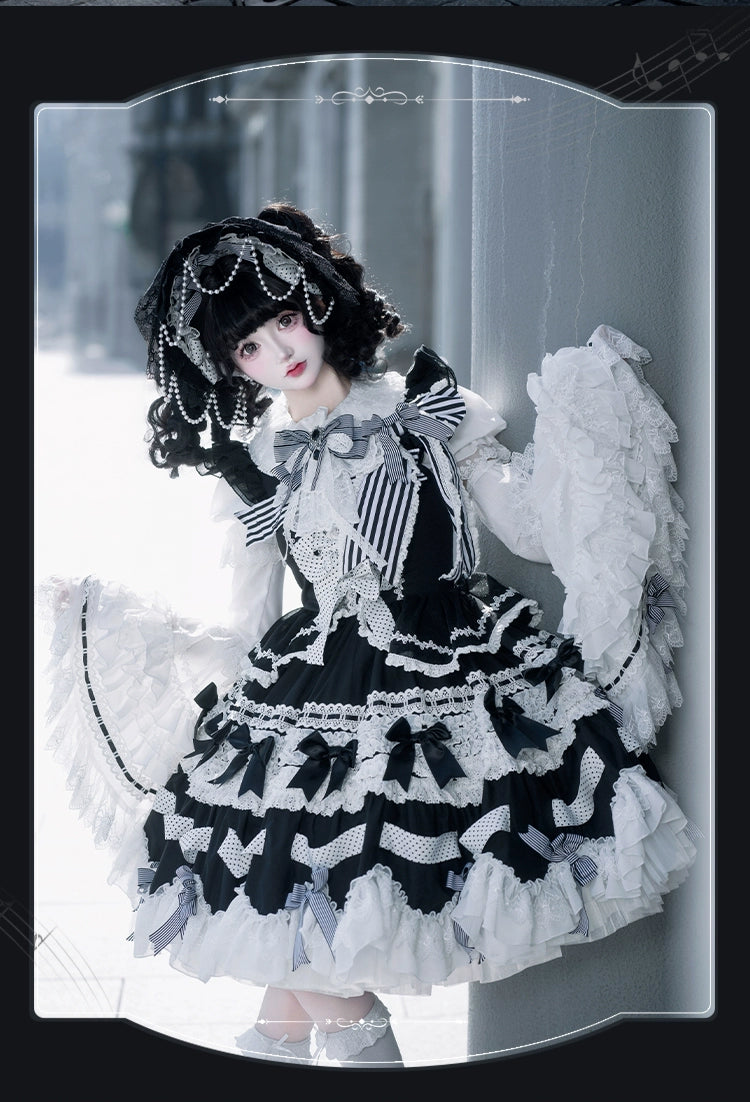 [Pre-orders available until 12/11] Concerto Out of Order Monotone Sweet Lolita Jumper Skirt Full Set