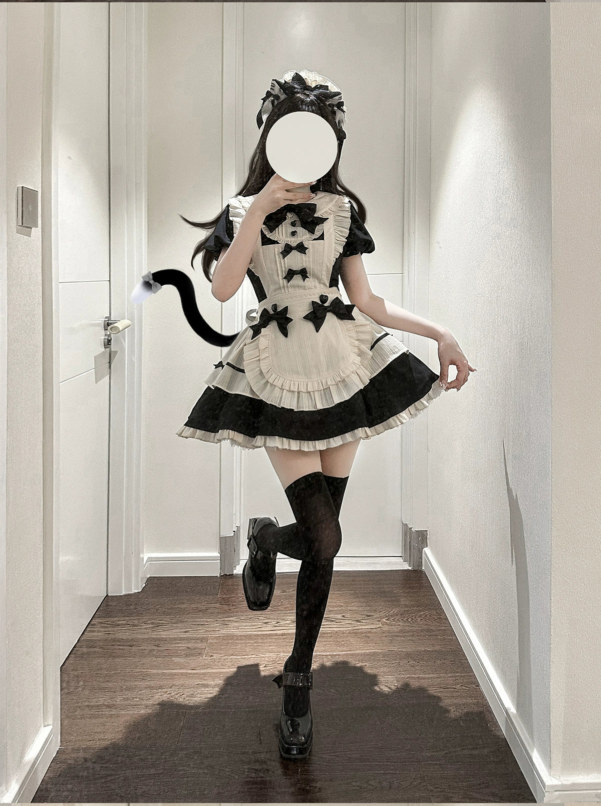 Heart button maid style dress set