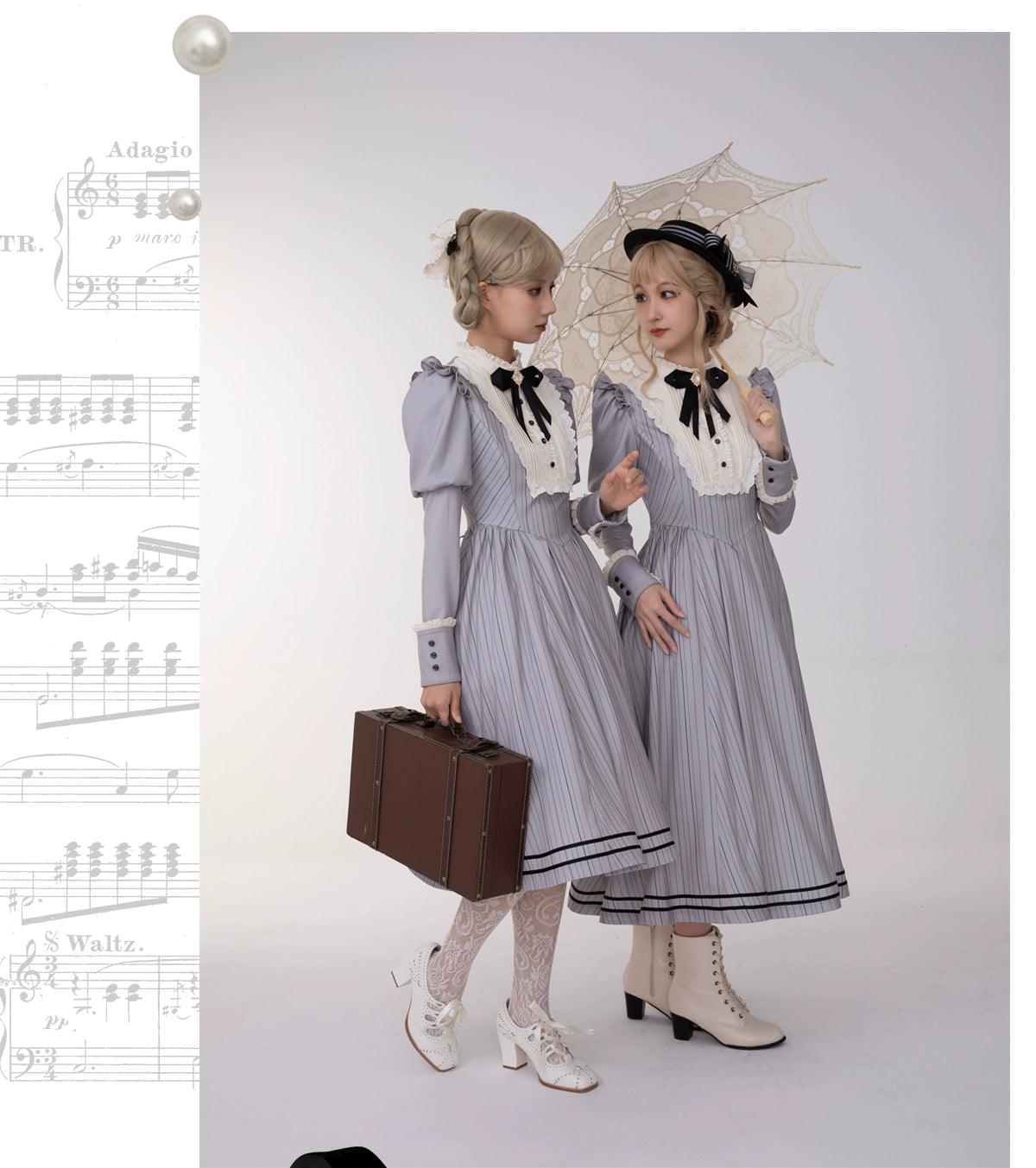 [Pre-orders available until 10/16] Fog City Morning Bell Classical Dress - Grey