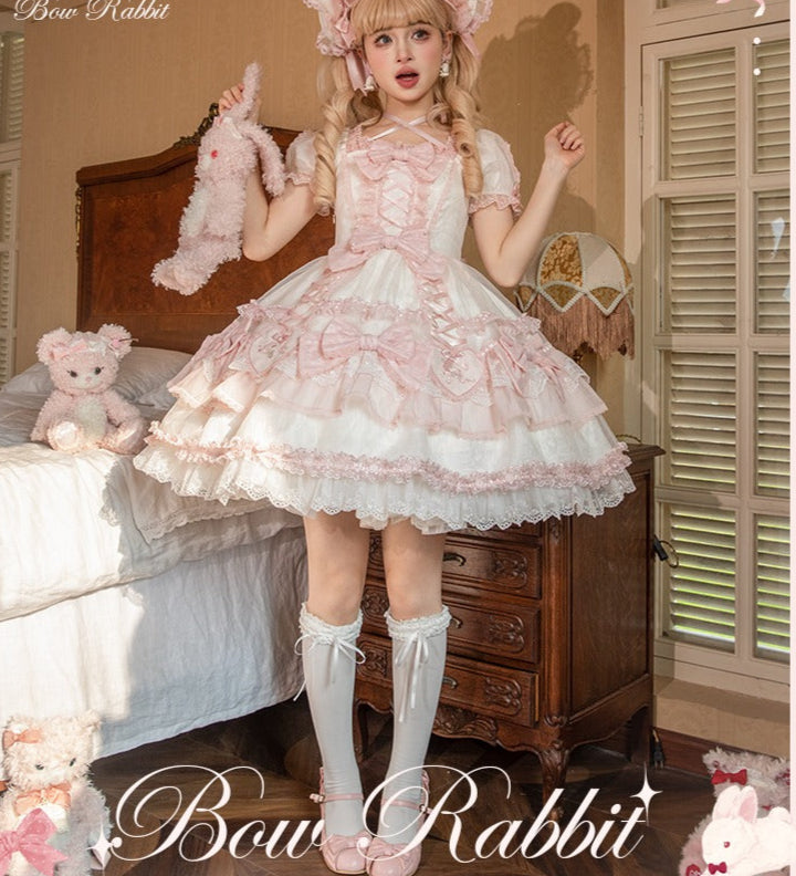 【受注予約6/11まで】Bow Rabbit リボンとハートのシアーワンピース・全2色