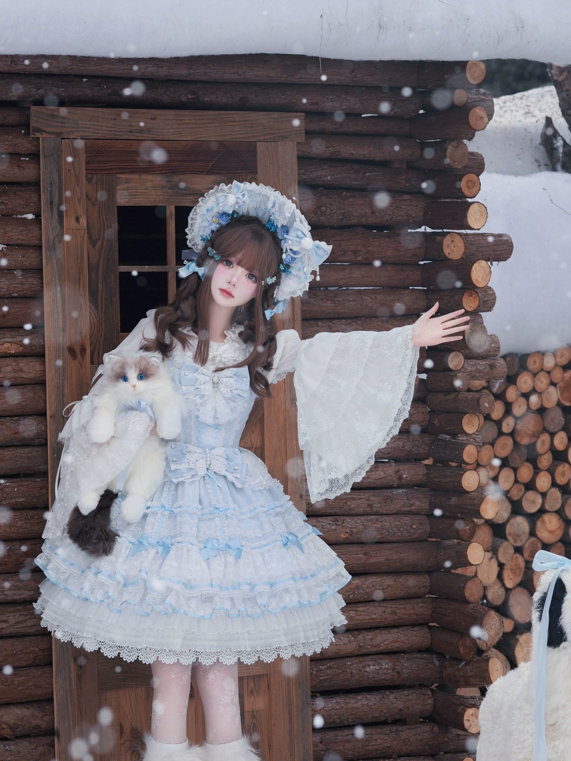 Wishing Star ドール風ジャンパースカート・パステルブルー – ロリータ Wishing Star ドール風ジャンパースカート・パステルブルー – ロリータ