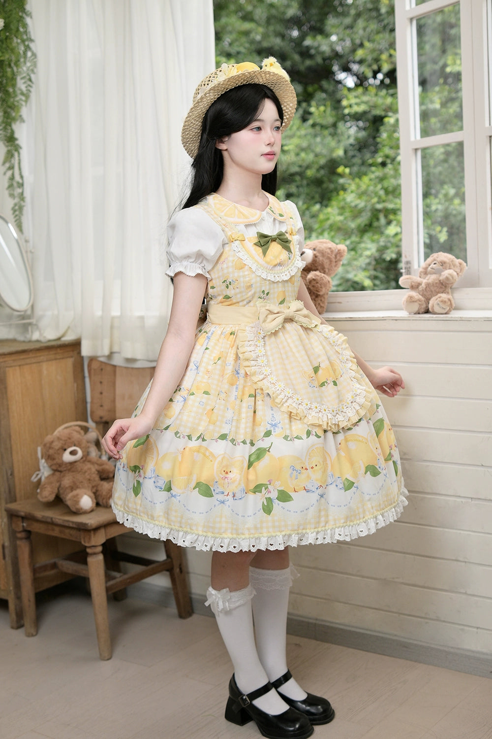 【予約販売】Lemon Sweetie プリントジャンパースカート・ミドル丈