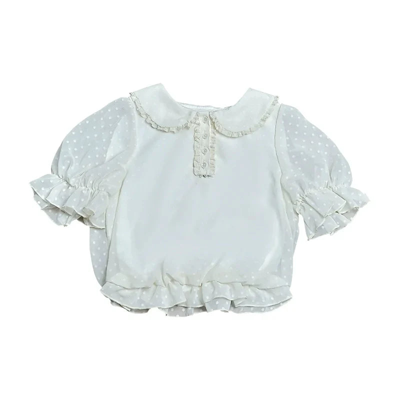 Lucky Day dot pattern round collar blouse