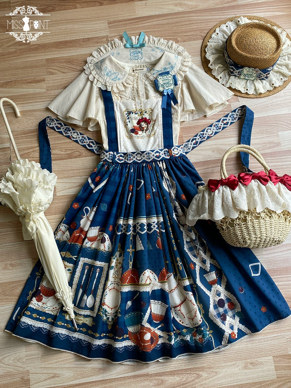 [Sales period ended] Picnic Tea Party 2way overall skirt