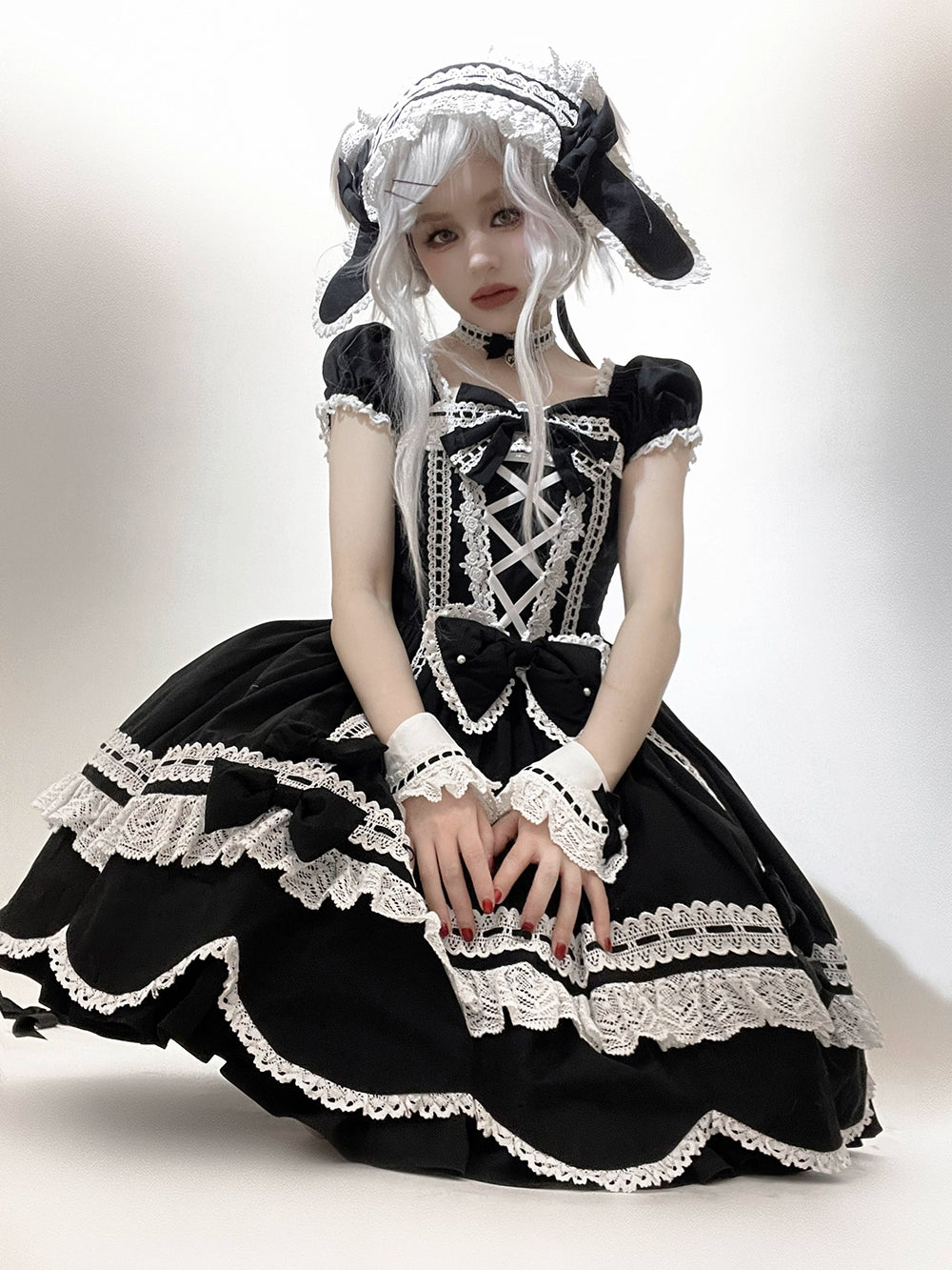 【予約販売】Antique Petal Rabbit リボンワンピース