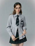 [Pre-order] Hogwarts School of Witchcraft and Wizardry Fake Two Piece Striped Blouse