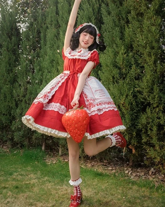 Strawberry Basket スタンドカラーワンピース